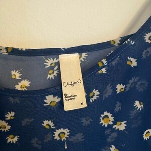 American Apparel Navy Floral Chiffon Blouse